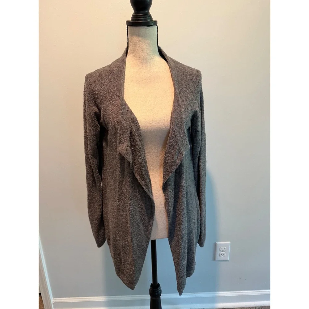 Barefoot Dreams Bamboo Chic Lite Cardigan Gray Open Front Wrap Sweater Medium